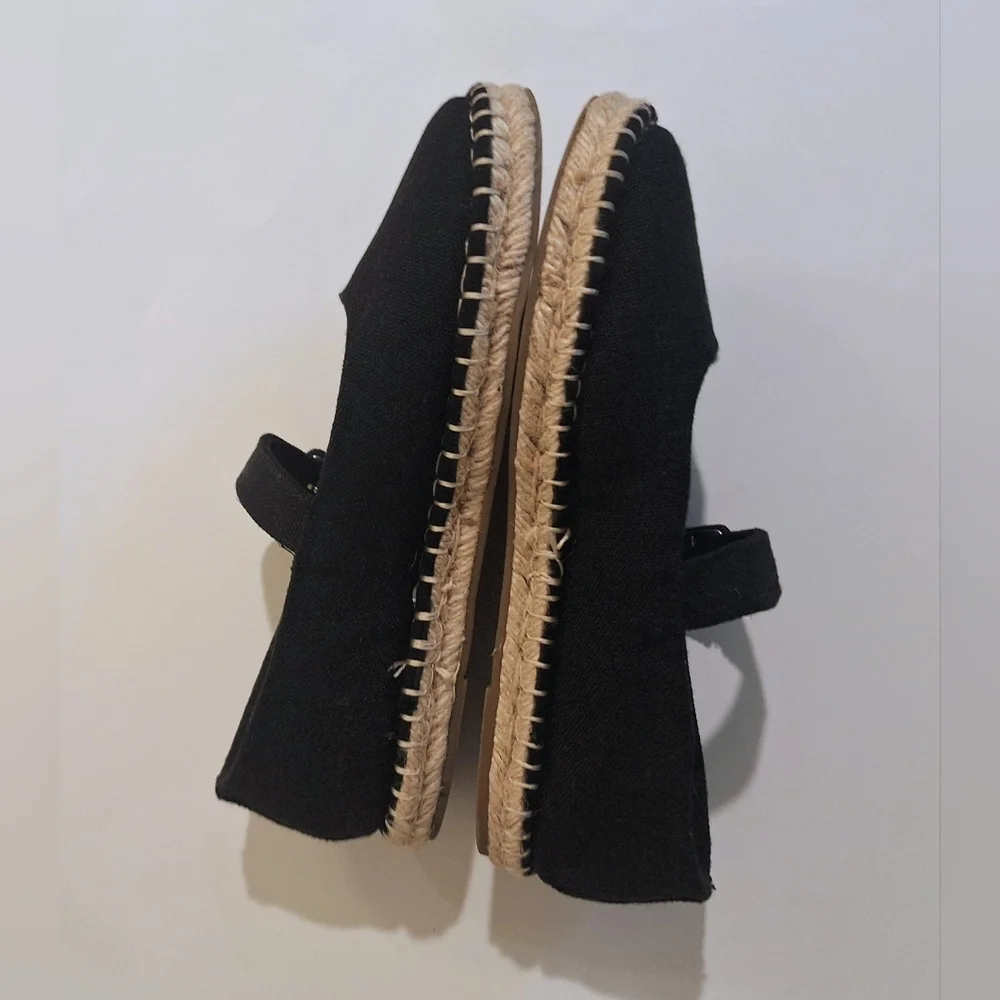 Haute Hippie Cecily Mary Jane Espadrille Shoes Black Canvas Sz 8.5 Boho Festival